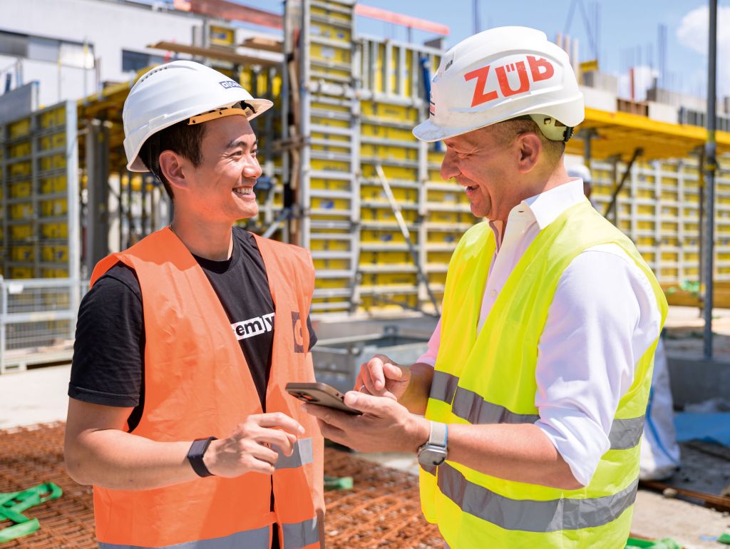 Je ein Mitarbeiter von Alcemy und Züblin kooperieren für umweltverträglicheres Bauen