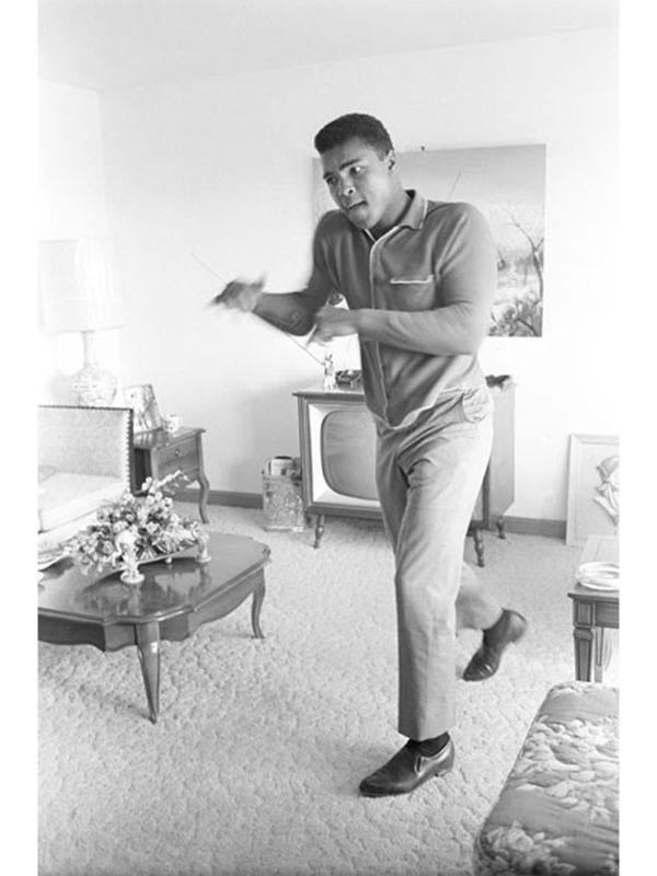 Muhammad Ali (Cassius Clay) Shadow Boxing at Home Louisville, 1963